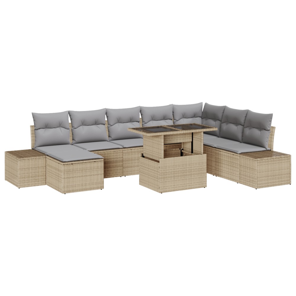 vidaXL Set de canapele pentru grădină 9 pcs bej și gri deschis