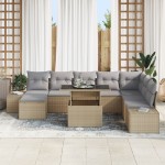 vidaXL Set de canapele pentru grădină 9 pcs bej și gri deschis