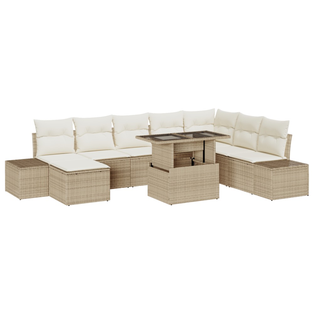 vidaXL Set de canapele pentru grădină cu pernă 9 pcs bej și crem