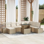 vidaXL Set de canapele pentru grădină cu pernă 9 pcs bej și crem