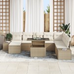 vidaXL Set de canapele pentru grădină cu pernă 9 pcs bej și crem