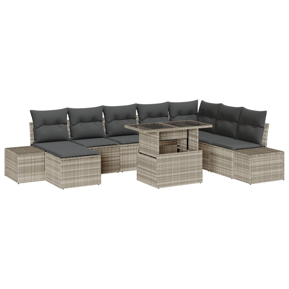 vidaXL Set de canapele pentru grădină cu pernă 9 pcs Gri deschis