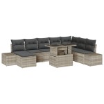 vidaXL Set de canapele pentru grădină cu pernă 9 pcs Gri deschis