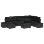 vidaXL Set de canapele pentru grădină cu pernă 9 pcs Negru