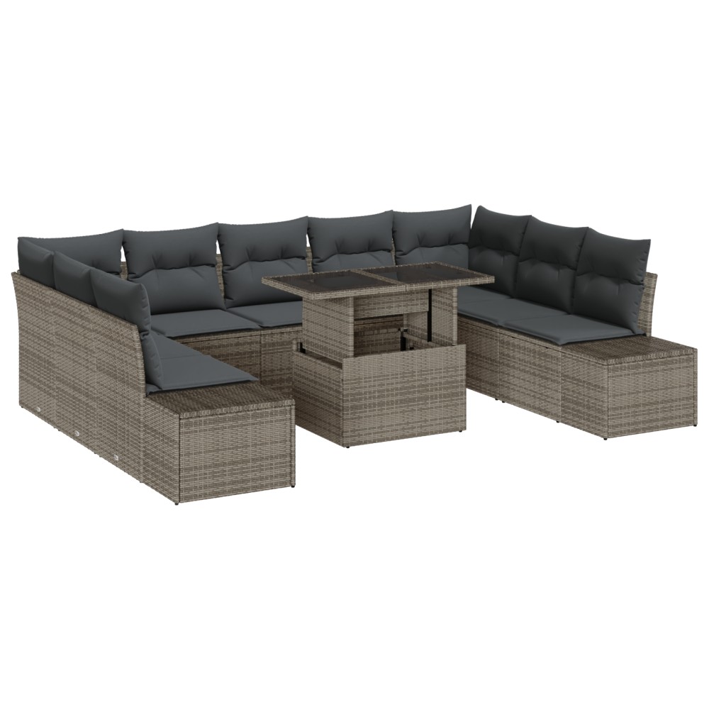 vidaXL Set de canapele pentru grădină 10 pcs Gri 100 x 55 x 73 cm