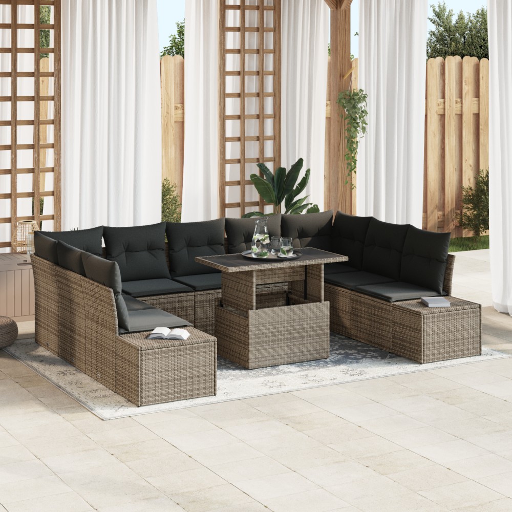 vidaXL Set de canapele pentru grădină 10 pcs Gri 100 x 55 x 73 cm