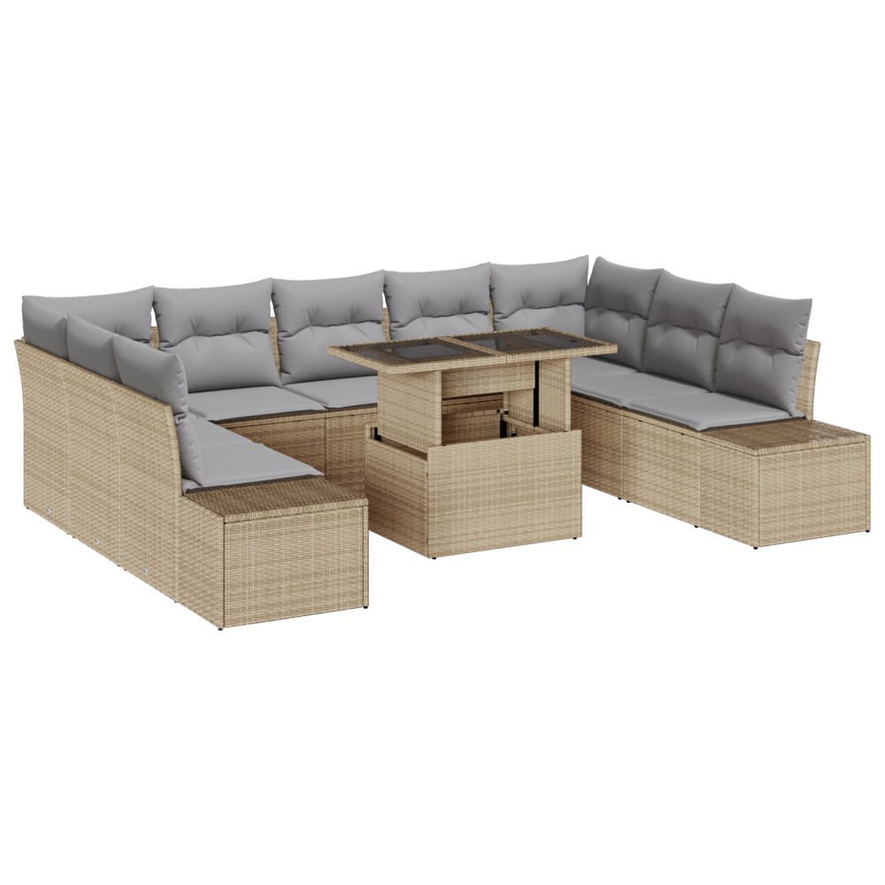 vidaXL Set de canapele pentru grădină 10 pcs bej și gri deschis