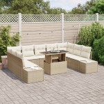 vidaXL Set de canapele pentru grădină cu pernă 10 pcs bej și crem