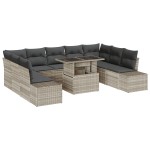 vidaXL Set de canapele pentru grădină cu pernă 10 pcs Gri deschis