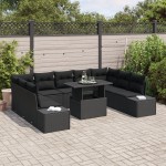 vidaXL Set de canapele pentru grădină 10 pcs Negru 100 x 55 x 73 cm vidaXL Set de canapele pentru grădină 10 pcs Negru 100 x 55 x 73 cm
