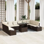 vidaXL Set de canapele pentru grădină cu pernă 11 pcs maro și crem vidaXL Set de canapele pentru grădină cu pernă 11 pcs maro și crem