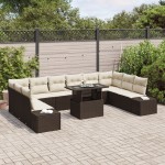 vidaXL Set de canapele pentru grădină cu pernă 11 pcs maro și crem vidaXL Set de canapele pentru grădină cu pernă 11 pcs maro și crem