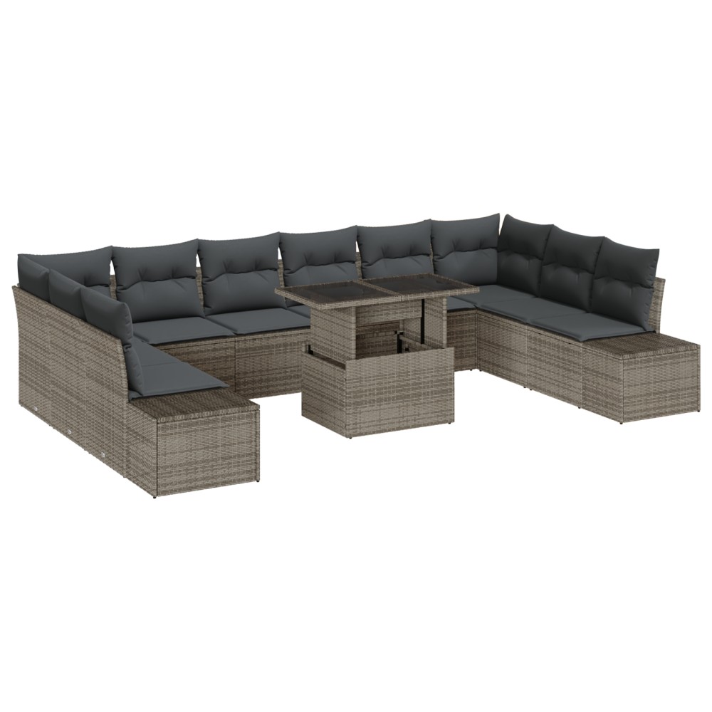 vidaXL Set de canapele pentru grădină 11 pcs Gri 100 x 55 x 73 cm