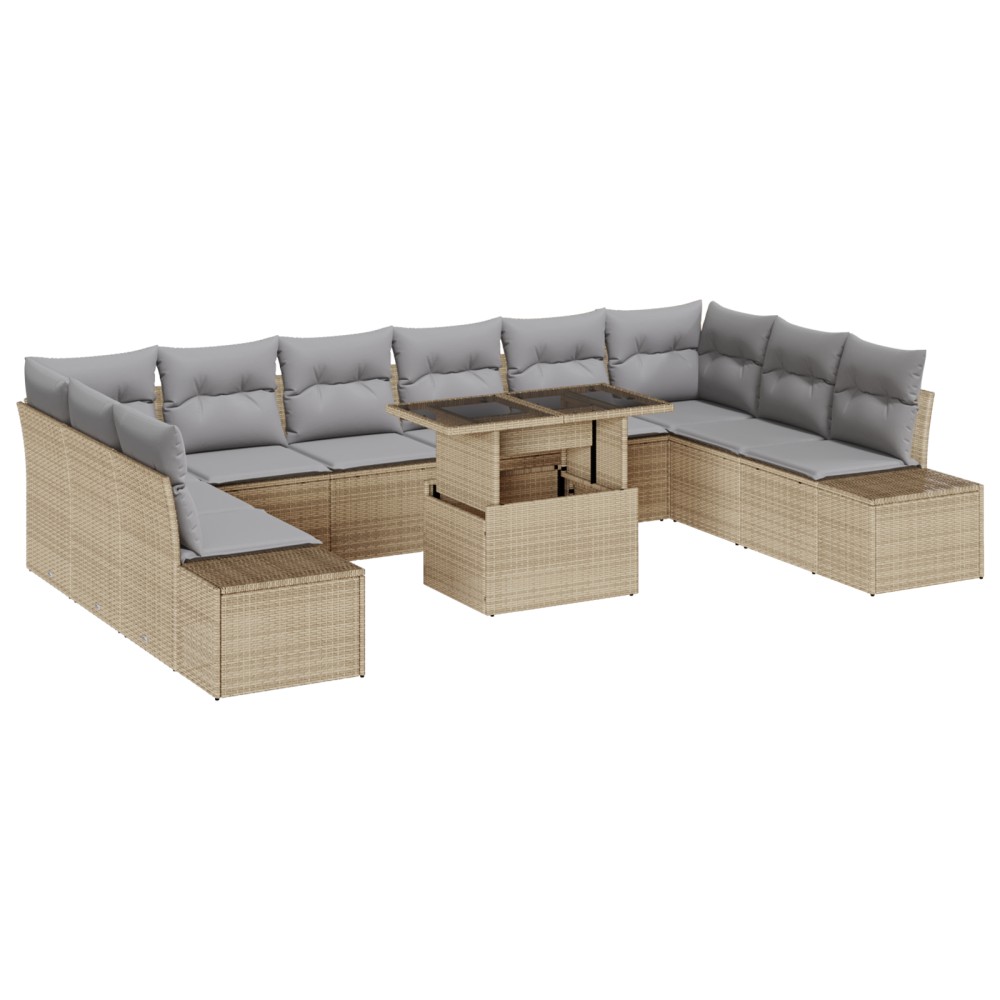 vidaXL Set de canapele pentru grădină 11 pcs bej și gri deschis
