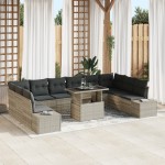 vidaXL Set de canapele pentru grădină cu pernă 11 pcs Gri deschis vidaXL Set de canapele pentru grădină cu pernă 11 pcs Gri deschis