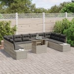 vidaXL Set de canapele pentru grădină cu pernă 11 pcs Gri deschis vidaXL Set de canapele pentru grădină cu pernă 11 pcs Gri deschis
