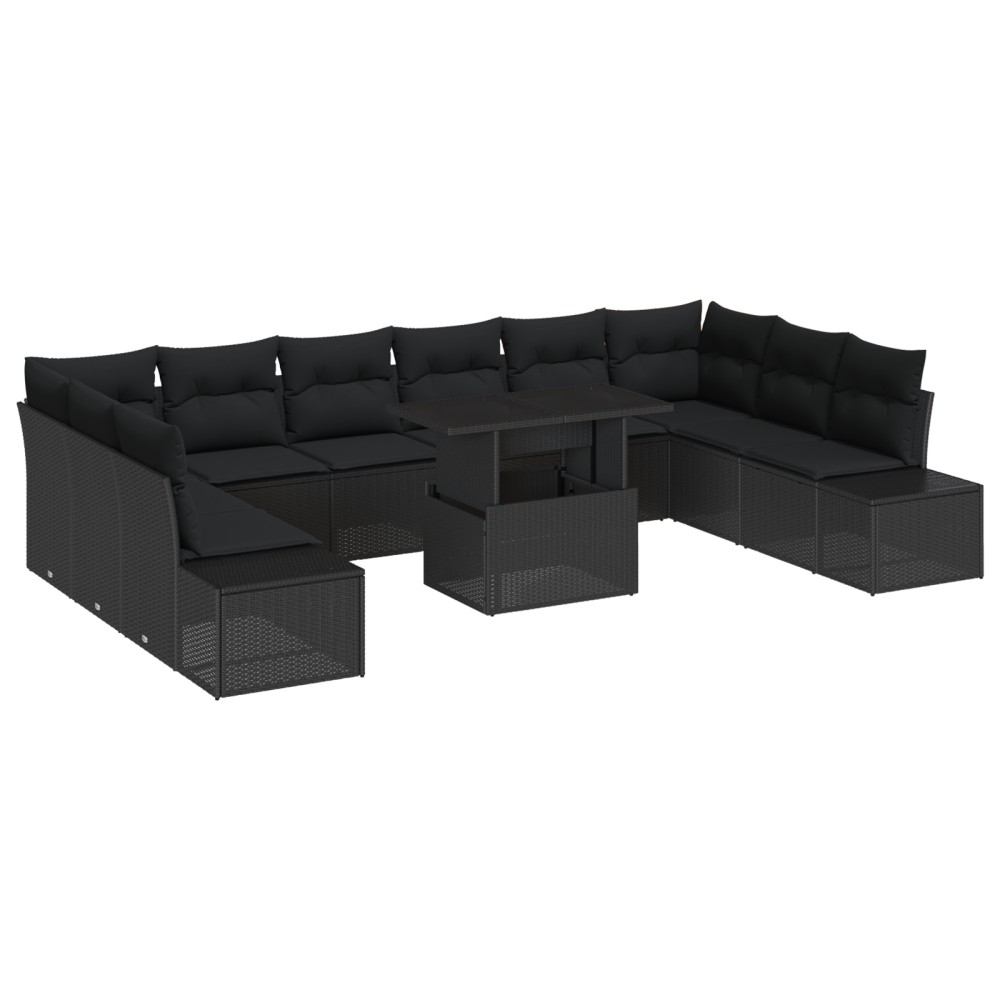 vidaXL Set de canapele pentru grădină 11 pcs Negru 100 x 55 x 73 cm