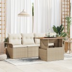 vidaXL Set de canapele pentru grădină cu pernă 5 pcs bej și crem vidaXL Set de canapele pentru grădină cu pernă 5 pcs bej și crem