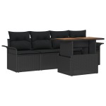 vidaXL Set de canapele pentru grădină 5 pcs Negru 100 x 55 x 73 cm