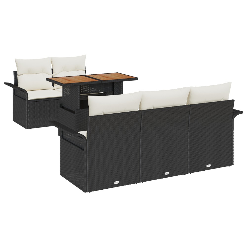 vidaXL Set de canapele pentru grădină cu pernă 6 pcs negru și crem