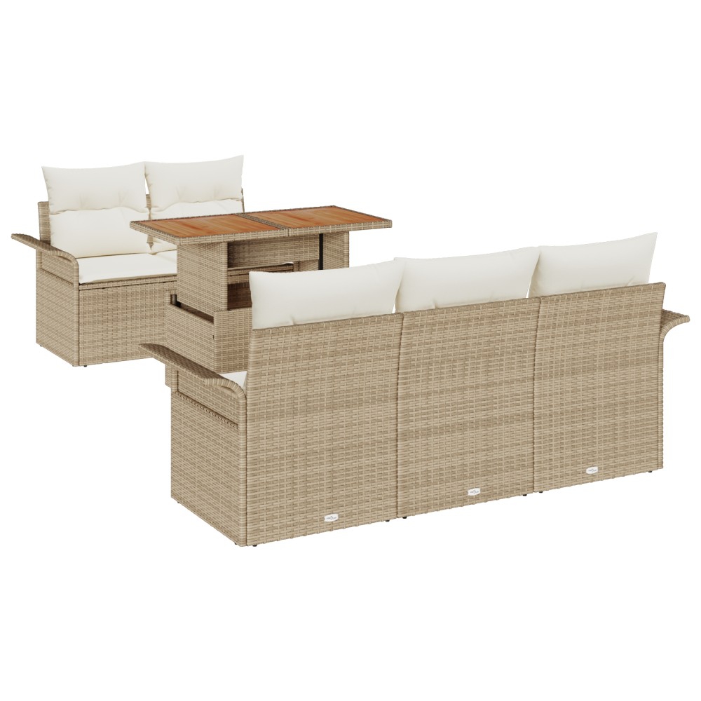 vidaXL Set de canapele pentru grădină cu pernă 6 pcs bej și crem