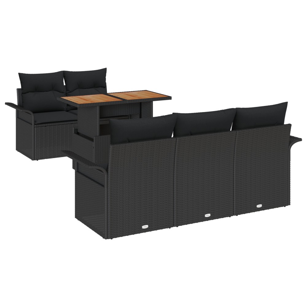 vidaXL Set de canapele pentru grădină 6 pcs Negru 100 x 55 x 73 cm
