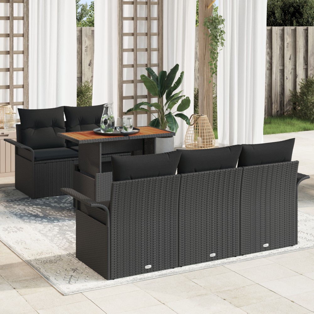 vidaXL Set de canapele pentru grădină 6 pcs Negru 100 x 55 x 73 cm