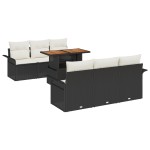 vidaXL Set de canapele pentru grădină cu pernă 7 pcs negru și crem vidaXL Set de canapele pentru grădină cu pernă 7 pcs negru și crem