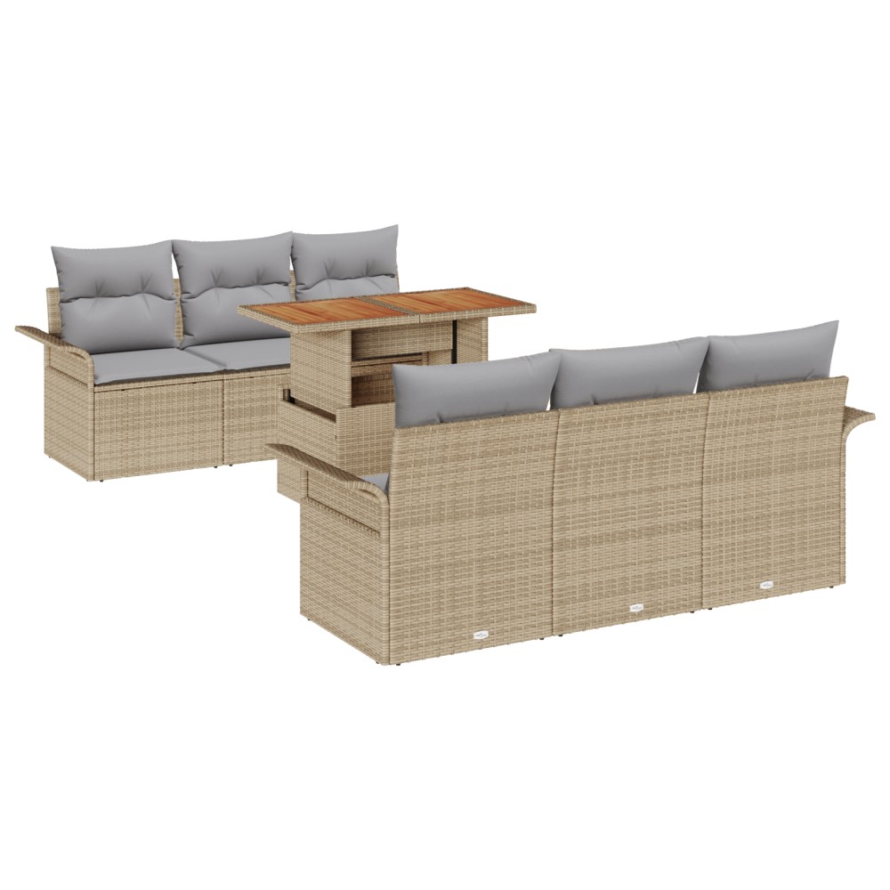 vidaXL Set de canapele pentru grădină 7 pcs bej și gri deschis