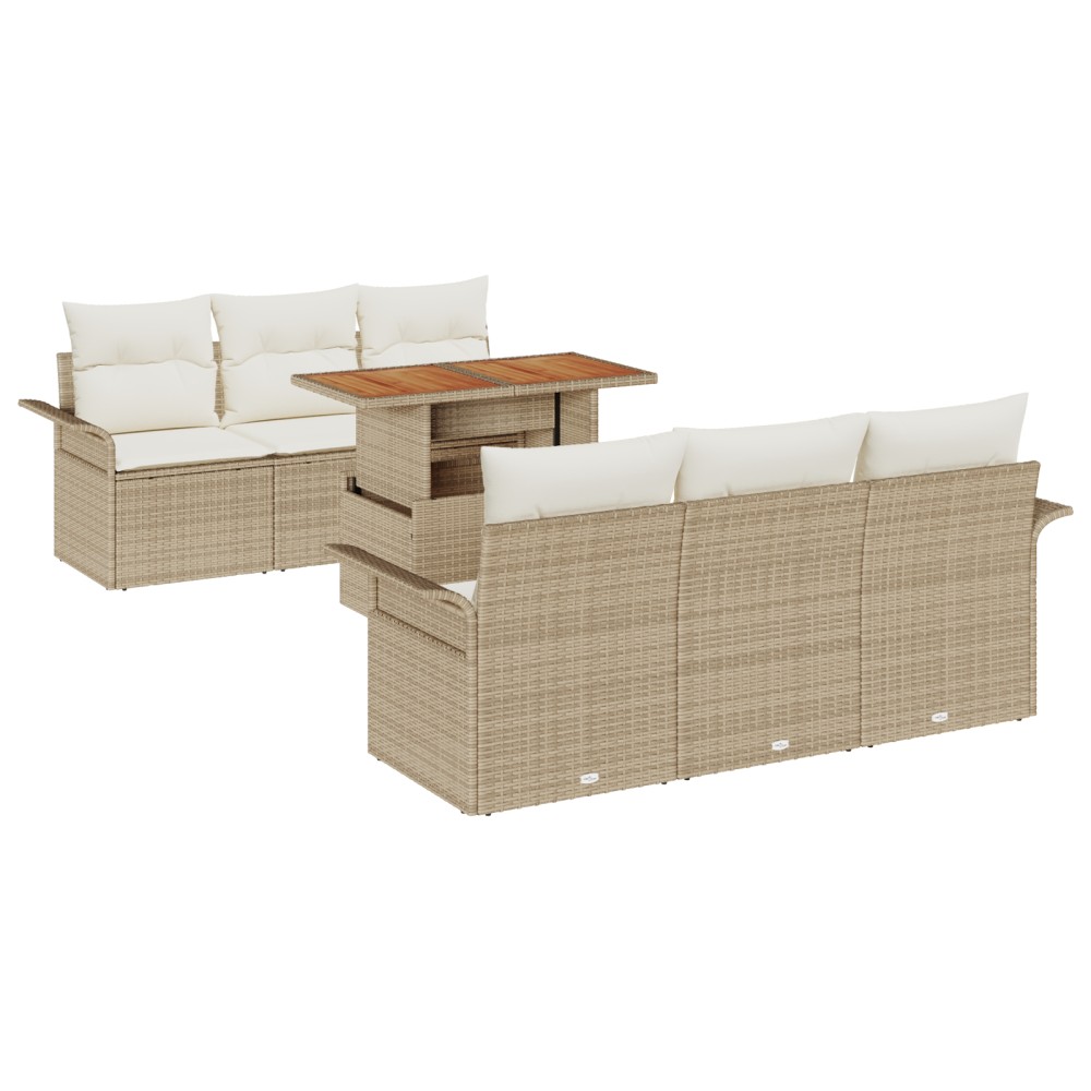 vidaXL Set de canapele pentru grădină cu pernă 7 pcs bej și crem