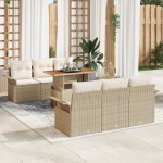 vidaXL Set de canapele pentru grădină cu pernă 7 pcs bej și crem vidaXL Set de canapele pentru grădină cu pernă 7 pcs bej și crem