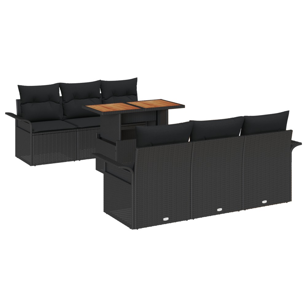 vidaXL Set de canapele pentru grădină 7 pcs Negru 100 x 55 x 73 cm