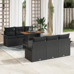 vidaXL Set de canapele pentru grădină 7 pcs Negru 100 x 55 x 73 cm