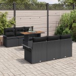 vidaXL Set de canapele pentru grădină 7 pcs Negru 100 x 55 x 73 cm