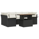vidaXL Set mobilier grădină , 7 piese, cu perne, din rattan synthetic negru și lemn de acacia