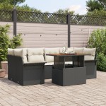 vidaXL Set mobilier grădină , 7 piese, cu perne, din rattan synthetic negru și lemn de acacia