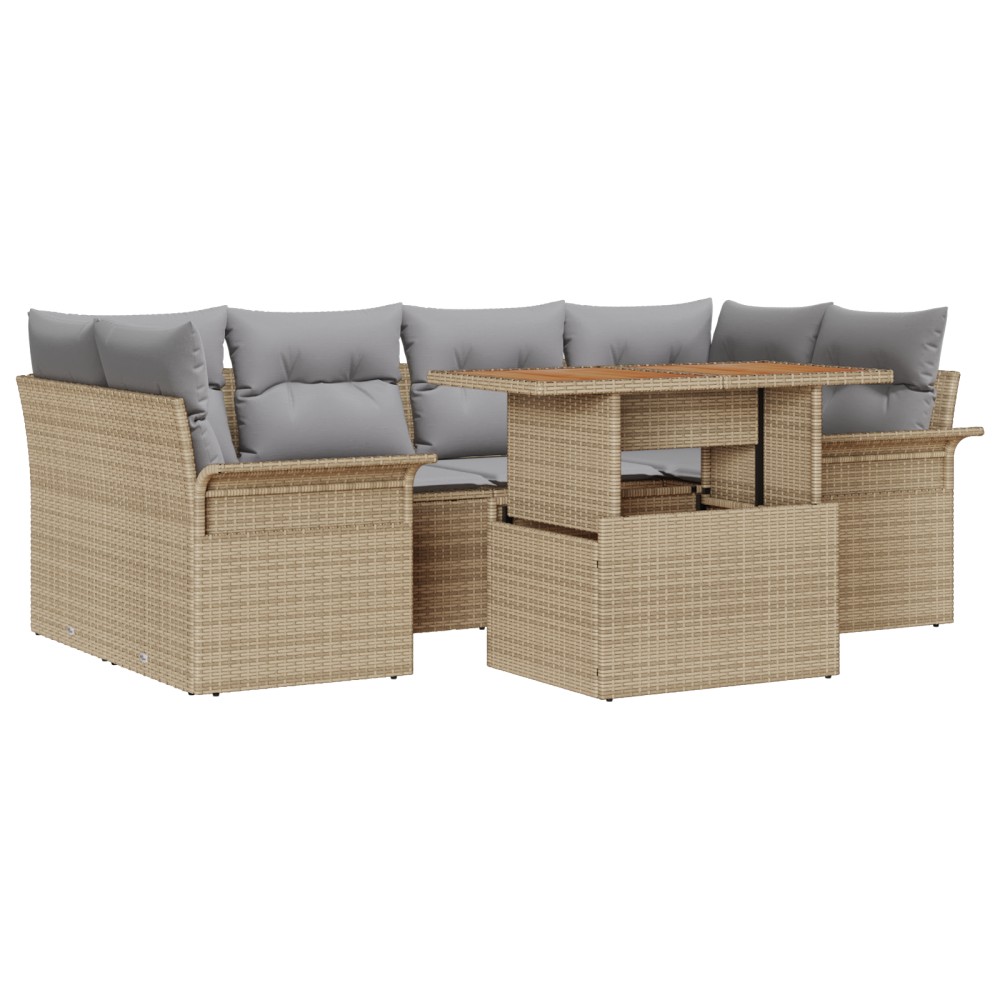 vidaXL Set de canapele pentru grădină 7 pcs bej și gri deschis