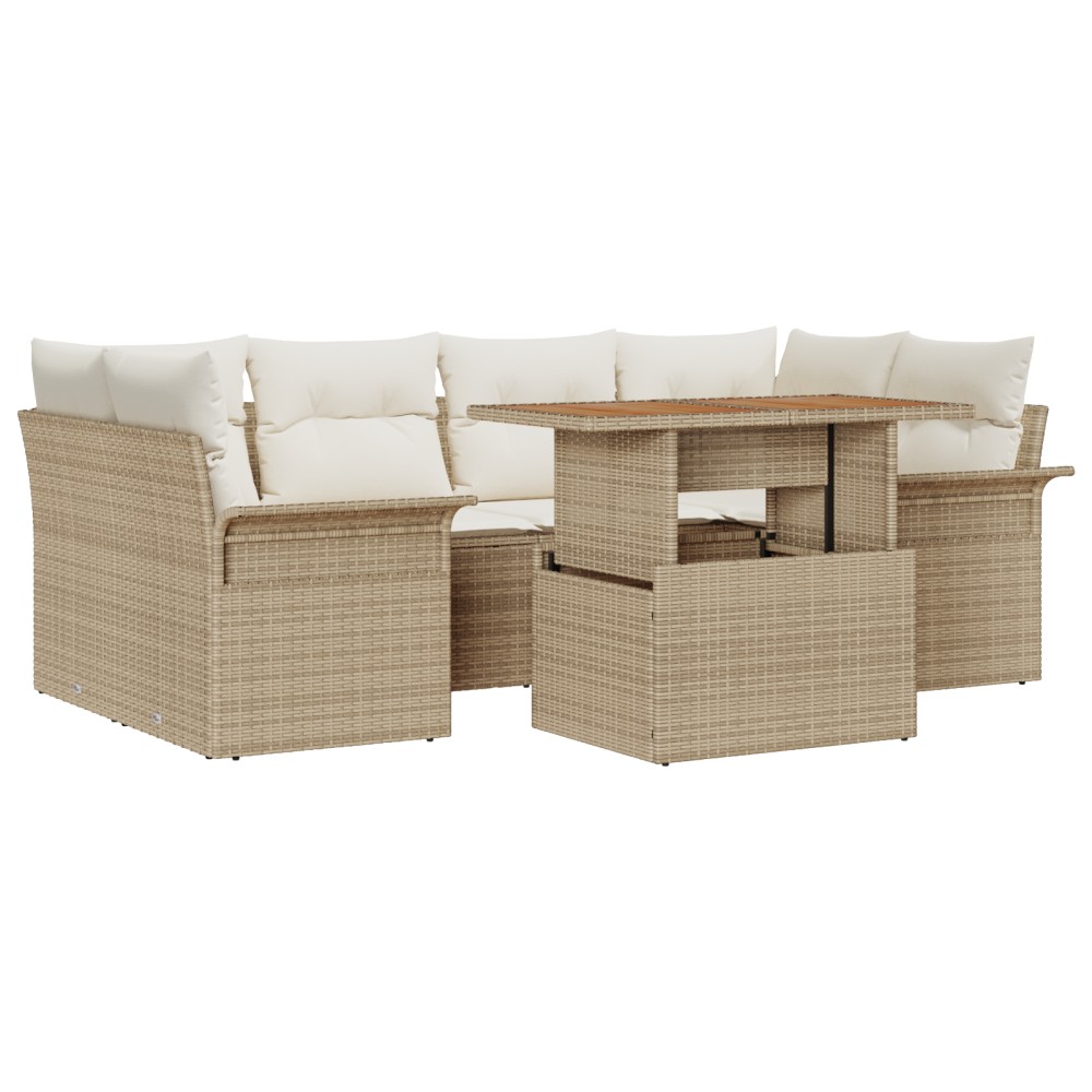 vidaXL Set de canapele pentru grădină cu pernă 7 pcs bej și crem