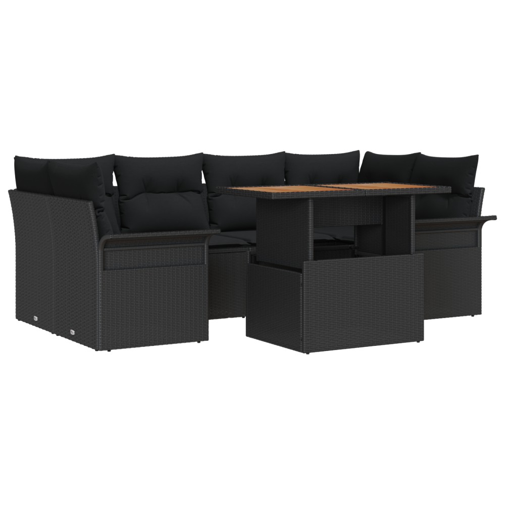 vidaXL Set de canapele pentru grădină 7 pcs Negru 100 x 55 x 73 cm