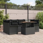 vidaXL Set de canapele pentru grădină 7 pcs Negru 100 x 55 x 73 cm