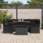 vidaXL Set de canapele pentru grădină 7 pcs Negru 100 x 55 x 73 cm