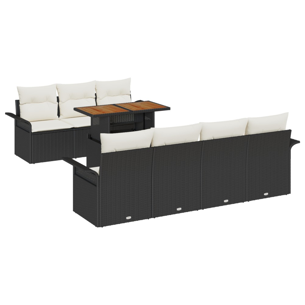 vidaXL Set de canapele pentru grădină cu pernă 8 pcs negru și crem