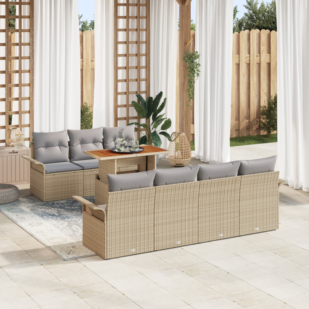 vidaXL Set de canapele pentru grădină 8 pcs bej și gri deschis