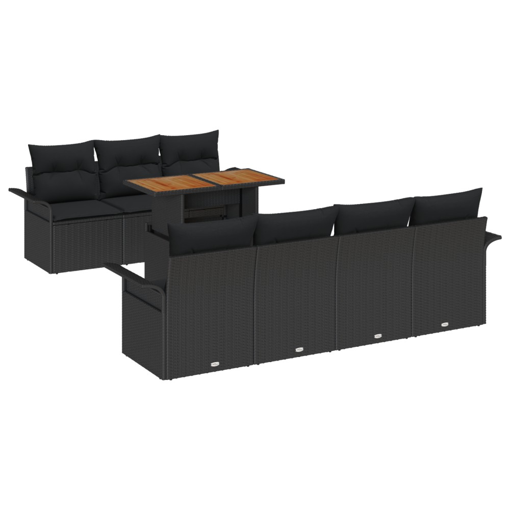 vidaXL Set de canapele pentru grădină 8 pcs Negru 100 x 55 x 73 cm