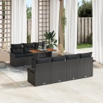 vidaXL Set de canapele pentru grădină 8 pcs Negru 100 x 55 x 73 cm