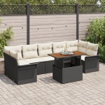 vidaXL Set de canapele pentru grădină cu pernă 8 pcs negru și crem