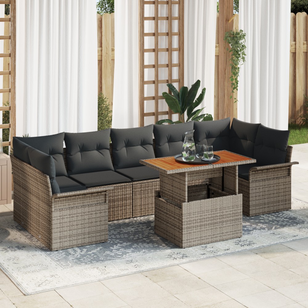 vidaXL Set de canapele pentru grădină 8 pcs Gri 100 x 55 x 73 cm