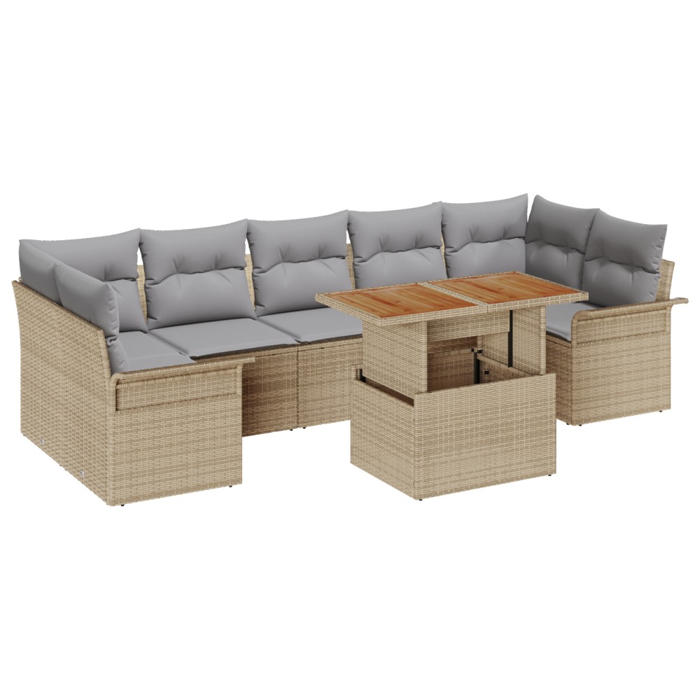 vidaXL Set de canapele pentru grădină 8 pcs bej și gri deschis