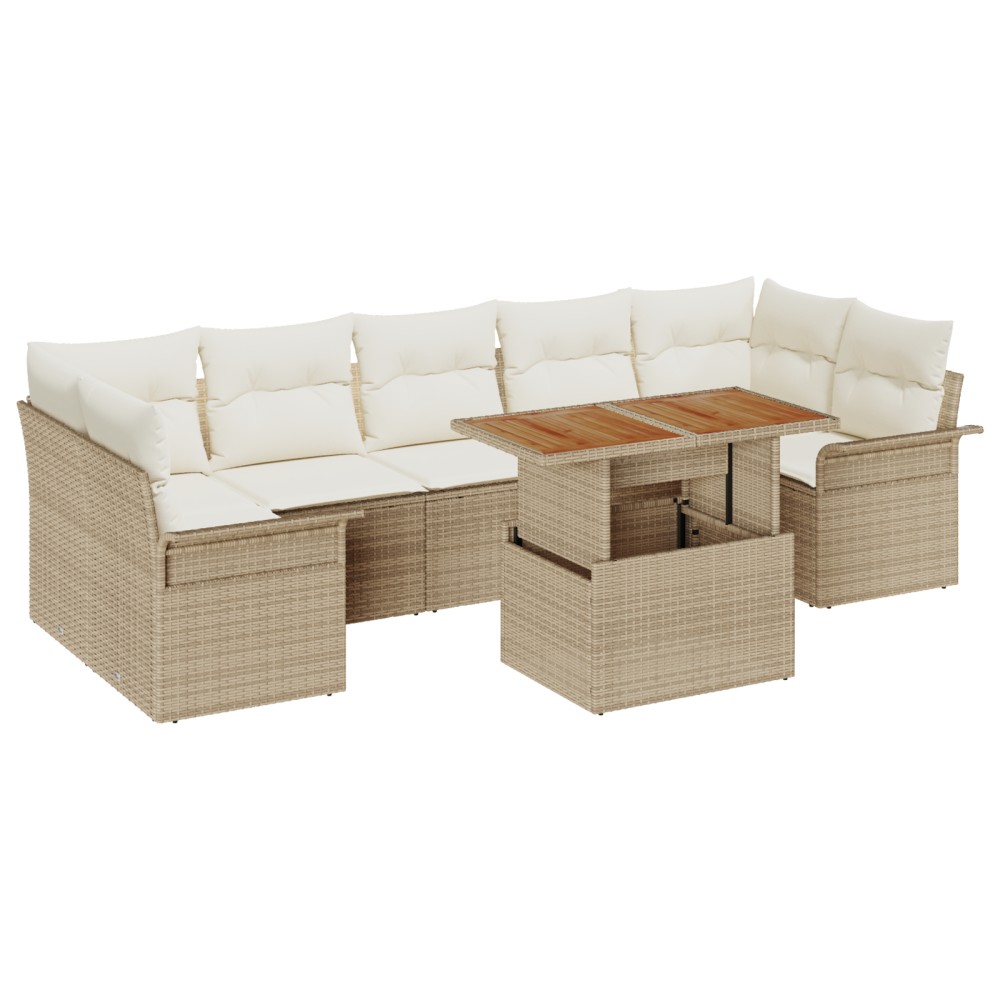 vidaXL Set de canapele pentru grădină cu pernă 8 pcs bej și crem