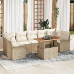vidaXL Set de canapele pentru grădină cu pernă 8 pcs bej și crem